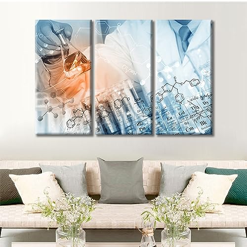 Image of Clinical Laboratory Canvas Wall Art 3 Panels Chemical Equations and Periodic Table Prints for Wall Decor Nosocomium Wall Decor Giclee Wooden Framed Gallery-Wrapped Ready to Hang (36 inch Wx24 H)