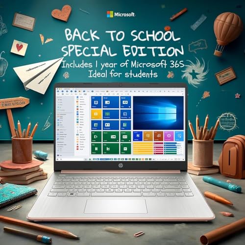 Image of HP 14 inch HD Laptop | Back to School Limited Edition with 1 Year Microsoft 365 | Intel Quad-Core Processor | 16GB RAM | 576GB Storage | Long Battery Life | Rose Gold | w /WOWPC Bundle | Windows 11