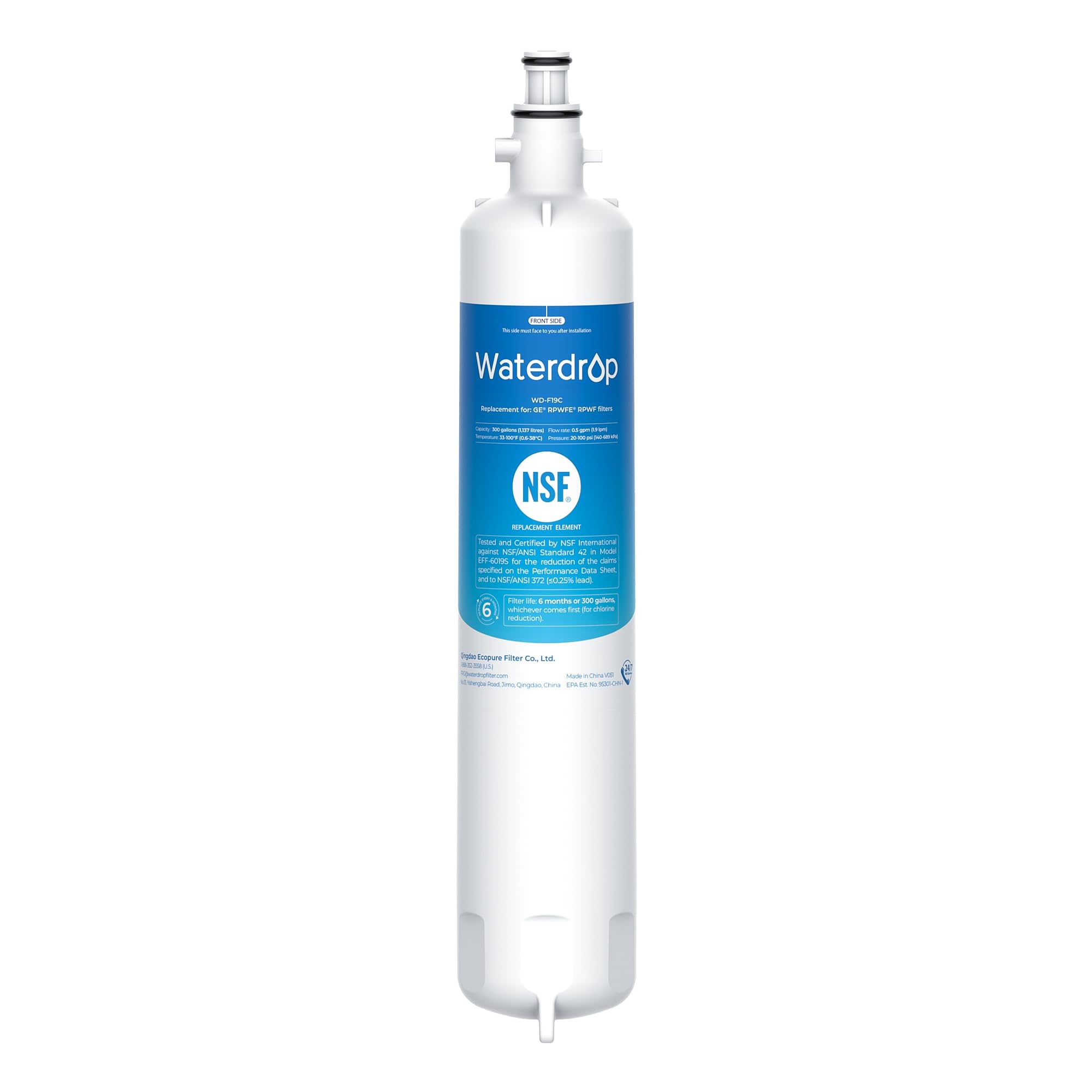 waterdrop replacement for ge® rpwfe®, rpwf (built-in chip) refrigerator water filter, compatible with gfe28gynfs, gfe28gelds, pfe28kelds, pfe28kynfs, gfd28gelds, pwe23kelds, pwe23kmkes
