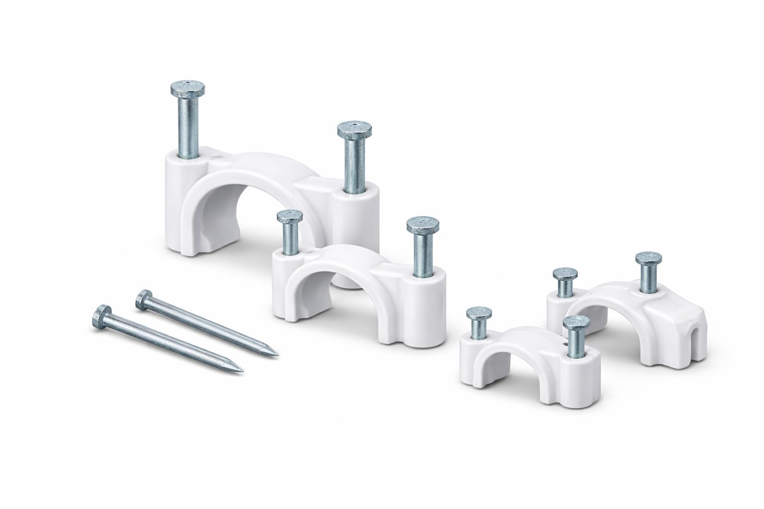 SYLIX Double Nail Pipe & Cable Clips - Multiple Size | Secure Fastening for Wires, Cables, Pipes | Durable & Simple to Set up | Ideal for Home, Office, Industrial Use | White 25mm (50PCS)-image-8