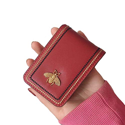 Lipstick Case Leather Lip Gloss Pouch Carrying Case with Mirror Lipstick Holder Makeup Cosmetic Organizer (Red)