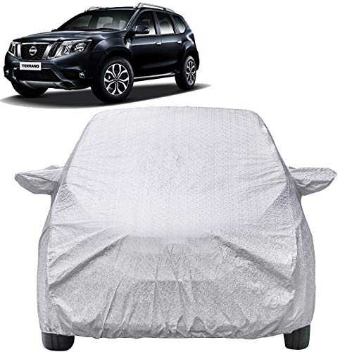 Image of Autofact Waterproof Car Body Cover Compatible with Nissan Terrano (2013 to 2017) with Mirror Pockets (Shinning Silver)