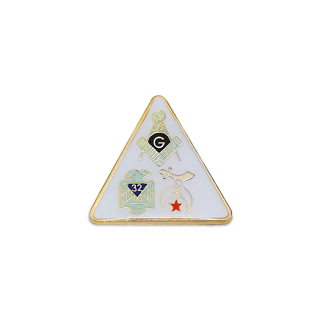 Square & Compass 32nd Degree Masonic Lapel Pin - 5/8 Inch White Triangle Shriner Pin - View #4