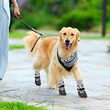 Hundeschuhe 2 Paar Hundeschuhe Pfotenschutz Outdoor Schwarzbär Hundesocken Anti Rutsch mit Verstellbarem Klettverschluss Gegen Pfotenlecken,für den Innen-und Außenbereich Geeignet(L)