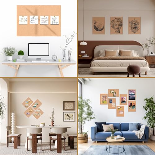 8 Stück 30x21cm Korkplatte Selbstklebend, 2 mm Dicke Pinnwand Kork, Rechteck Untersetzer Kork, Korkplatten für Wanddekoration, DIY (2mm)