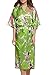 Price comparison product image Dolamen Women's Dressing Kimono Gown, Silk Satin Peacock and Blossoms Robe Bathrobe Bridesmaid Nightwear Pyjamas, Long Style, UK 8,10,12,16,14,18 (XXX-Large, Green)