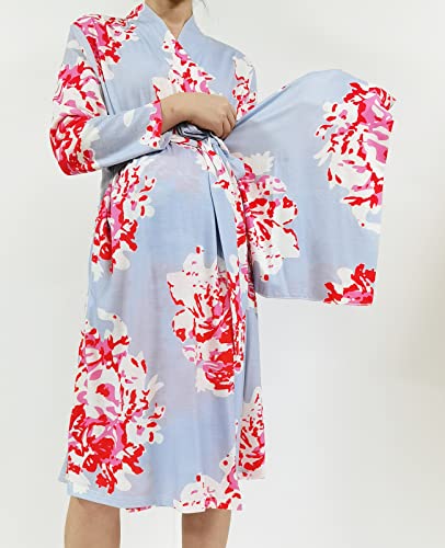 Image of SUFEINI Maternity Robe and Matching Baby Swaddle Blanket Set, Mommy Robe with Receiving Blanket Girls Boys Sleepwear