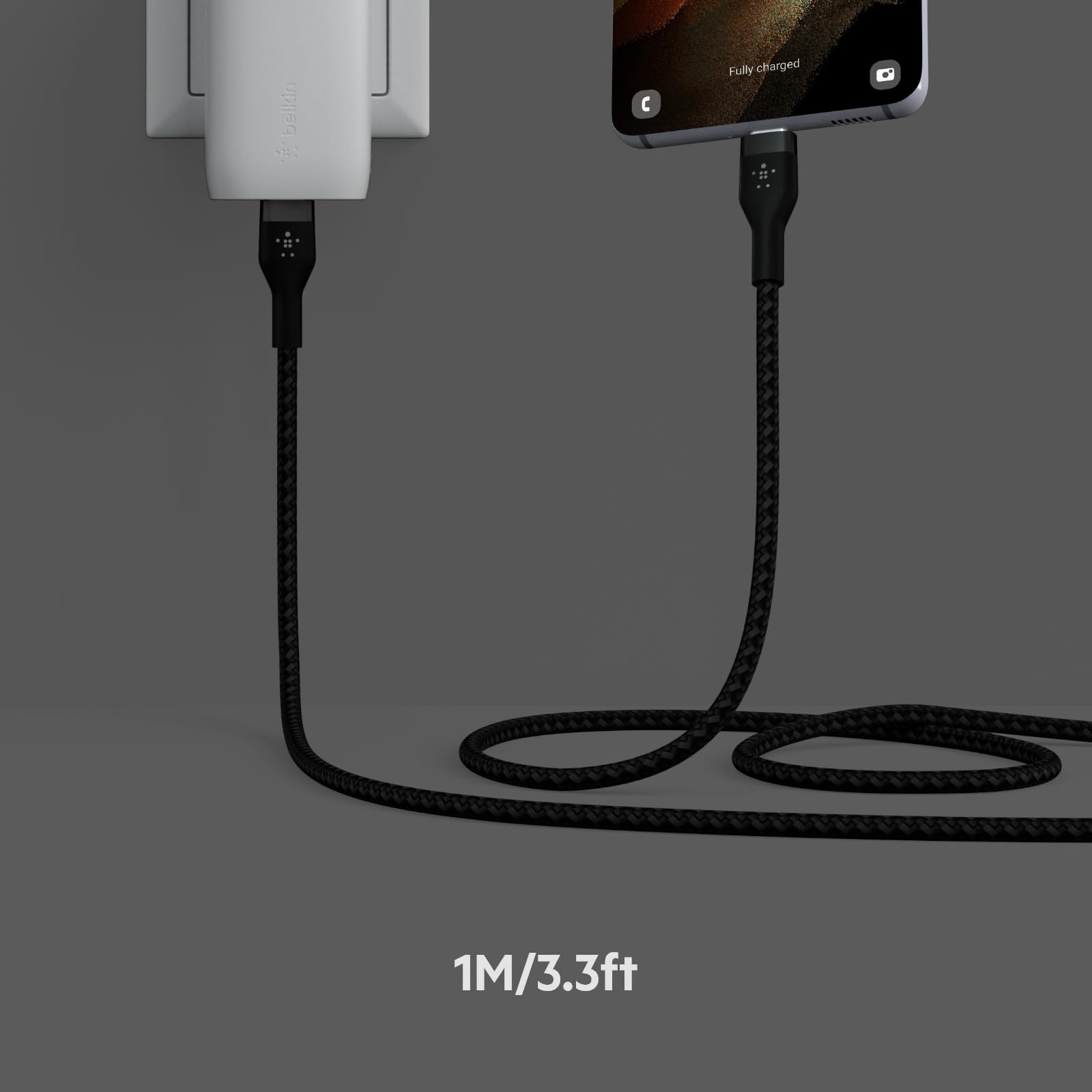 Belkin BoostCharge Pro Flex Cavo intrecciato da USB Type C a USB C, ricarica rapida PD, certificato USB-IF per iPhone 16/15, Galaxy S24, Pixel, iPad, MacBook, altri, 1 m, confezione da 2, nero/bianco