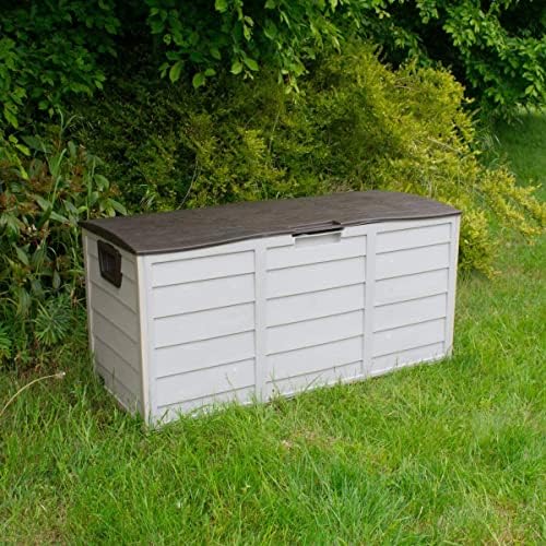 BARGAINSGALORE OUTDOOR GARDEN PLASTIC STORAGE SEAT UTILITY CHEST CUSHION SHED BOX TOOLS (Brown)