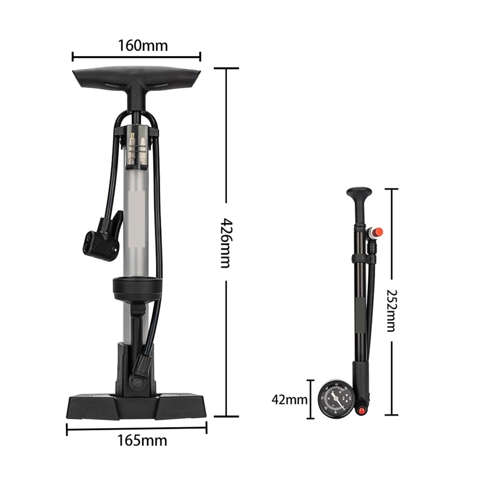Pompa Bicicletta Pompa da pavimento for pneumatici da bicicletta con pompe di sospensione con manometro Valvola di gonfiaggio del flusso d'aria ad alta pressione for ammortizzatore forcella MTB