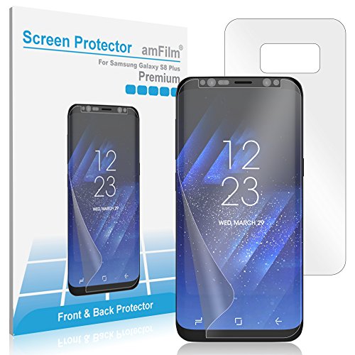 amFilm Galaxy S8 Plus Screen Protector (Front and Back), Full Screen Coverage Wet Application TPU HD Clear [Case Friendly] Screen Protector for Samsung Galaxy S8 Plus