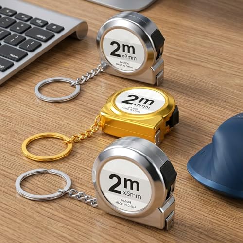 Cobee 3 Stück Massband 2m,Measure tape Bandmaß mit Schlüsselanhänge Mini Maßband Einziehbares Metall Measuring Tape Rollmassband für Zuhause, Büro, Schule und Heimwerkerprojekte