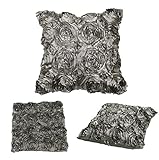 WOM-HOPE® A Set Of 2 PC (Same Color) - 3D Solid Color Satin Rose Flower Square Pillowcase Bed Sofa Cushion Pillow Case Arts Decorative Cover Rose Flowers Throw Pillow Covers Protector (Grey (2 Pcs))