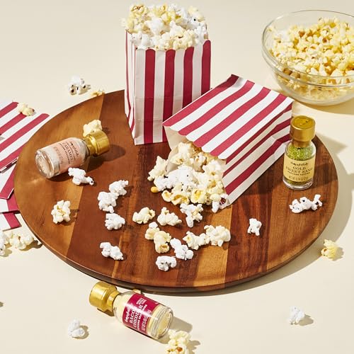 Image of Thoughtfully Movie Night Popcorn Set with Christmas Holiday Band, Includes Yellow & Mixed Popcorn Kernels, 10 Popcorn Bags, 5 Gourmet Seasonings & Toppings, Family Movie Night Gift Basket