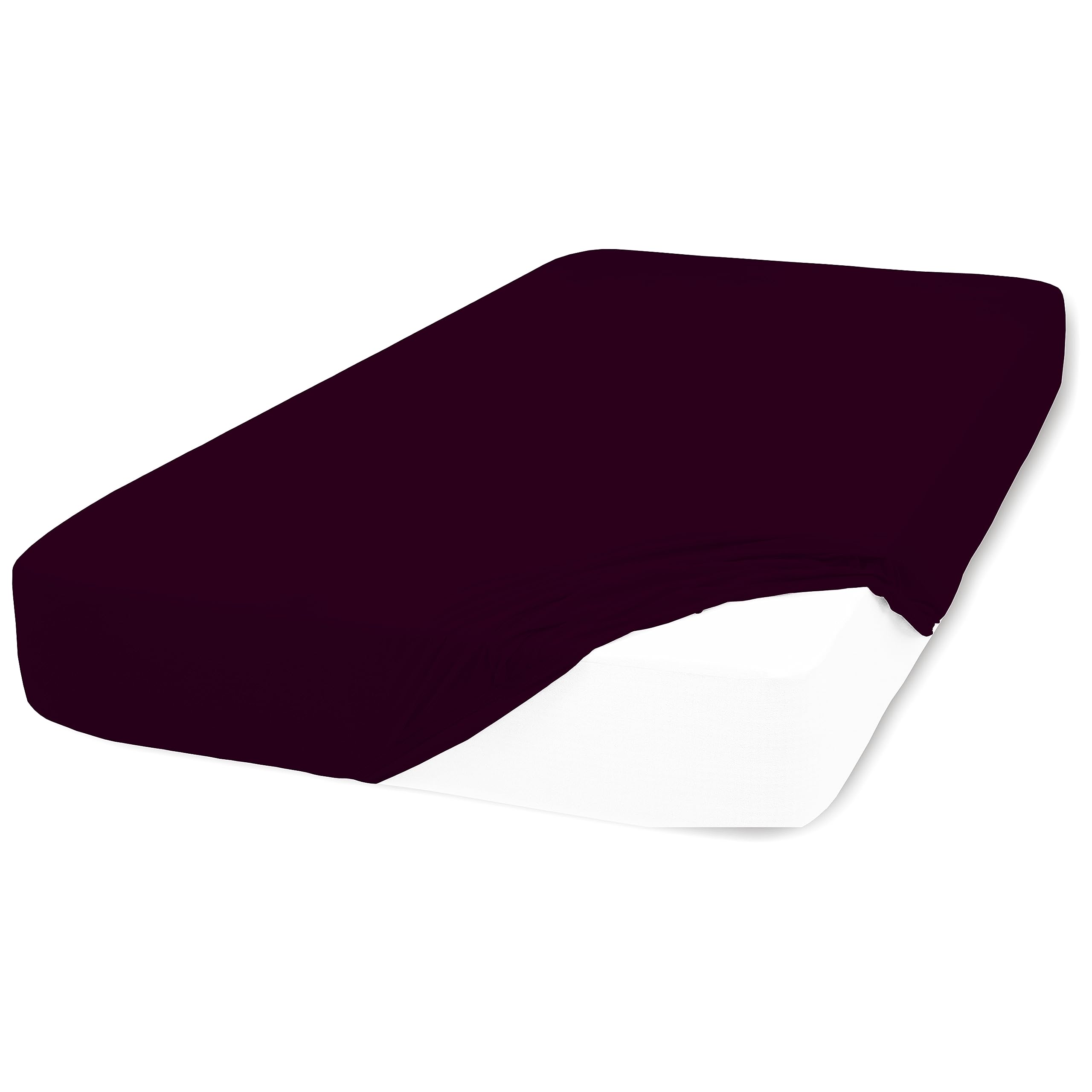 Amigozone Plum Plain Pollycotton Fitted Sheet Bunk Bed Small Single Fitted Sheet, Bunk Bed (76 X 190Cm)