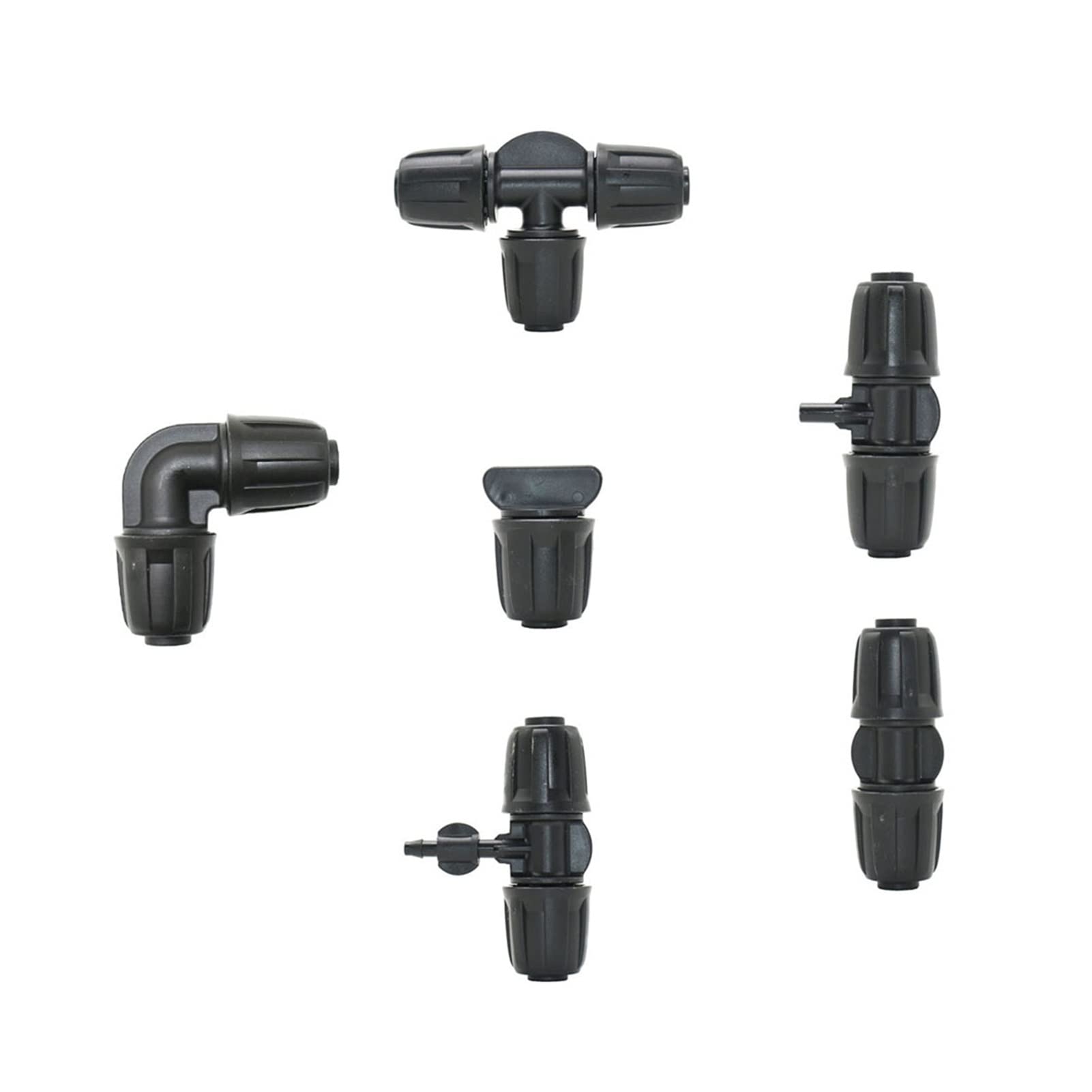 Adaptador de Conector de Utilidad Adaptador de Conector de Manguera Junta de Tubería de Pe de 16 Mm Y 1/2 Pulgada Desviador en T Junta de Reparación de Tapón de Extremo de Codo con Bloqueo Roscado par