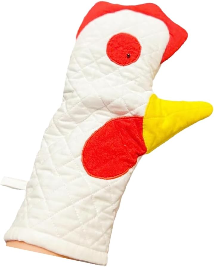 Funny Rooster Oven Mitt, Washable Cute Oven Mitts, Heat Resistant Pot Holders, Microwave Baking Cooking Mitts, Hot Mitts for Kitchen, 11.8" L x 5.9" W (2PCS)