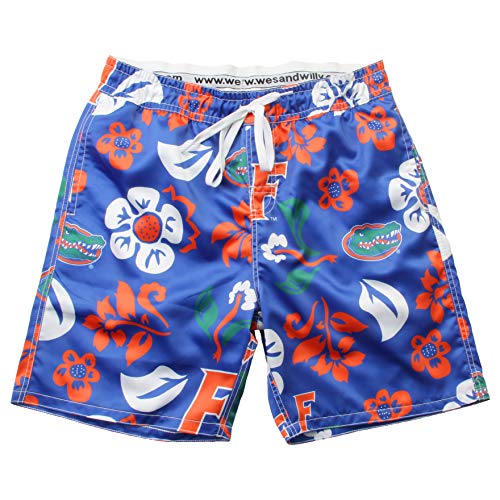 Wes and Willy NCAA Mens Floral Swim Trunks Florida Gators Blue Moon XXL