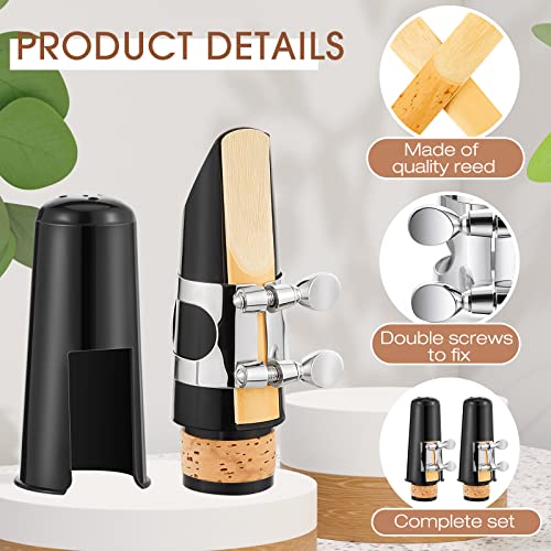 Image of 2 Sets Clarinet Mouthpiece kit Reeds 2.5 Mouthpiece Kit with Ligature Plastic Cap Bb accessory ligature Strength Reeds for Clarinet Use Replacement Supply