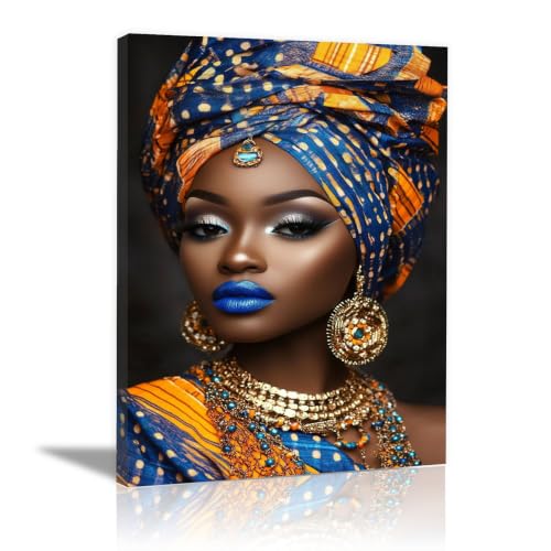 Peinture femme portrait glamour aux finitions or pour salon elegant