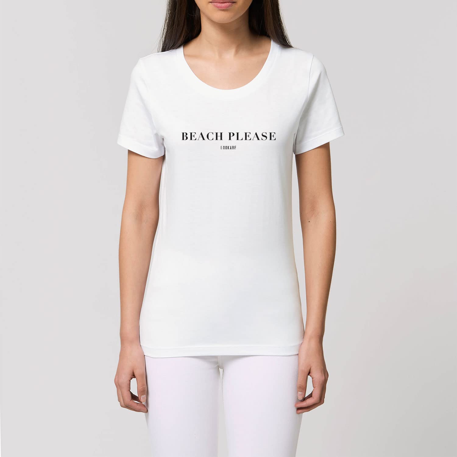 Damski T-Shirt Expresser - Beach Please - Sportowy styl Street-Style Basic T-Shirt z bawełny organicznej na wiosnę i lato