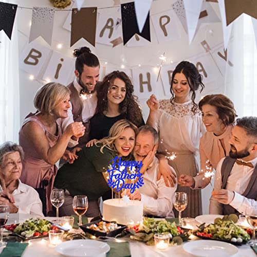 20 Pack Best Dad Ever Cupcake Toppers With Happy Father's Day Blue Glitter Letter Cake Topper Decoration For Father's Day Theme Party (A) #TOP4