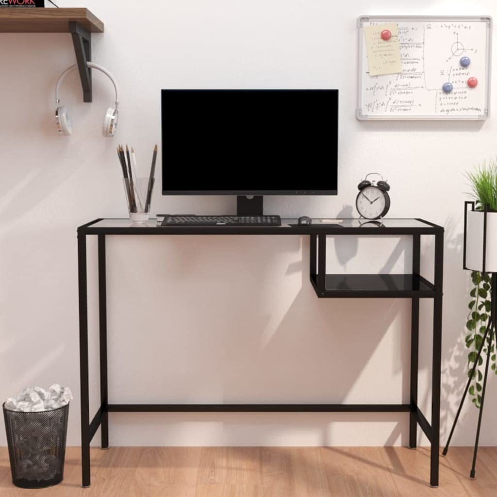 Muebles de oficina escritorio para computadora, color negro, 100 x 36 x 74 cm, escritorios de cristal
