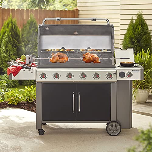 Onlyfire Grillspieß-Set aus Edelstahl, geeignet für die Verwendung mit Weber 7653 Weber Genesis II 400& 600 Serie und Genesis II LX 4 & 6 Grillbrennern