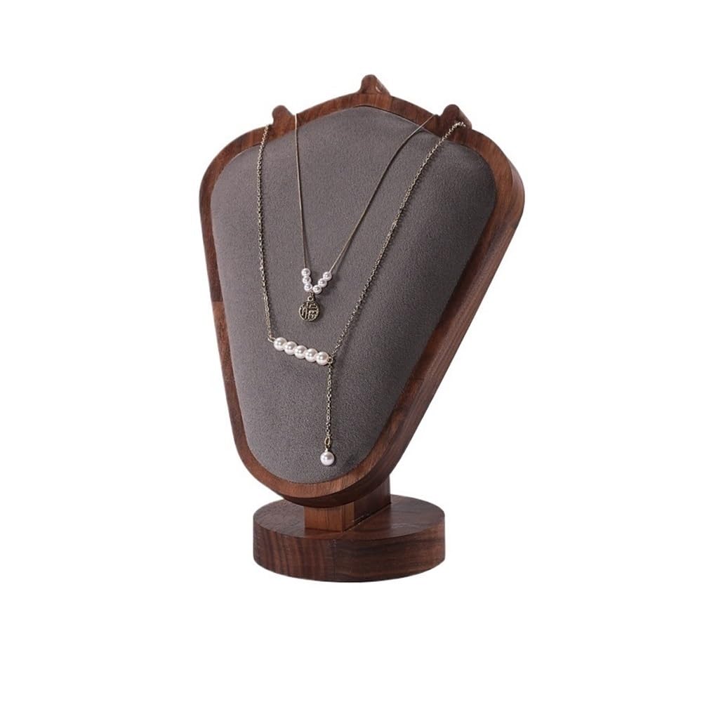Zeng25liangOu-12 jewellery stand Walnut Necklace Bust Portrait Frame Counter Window Jewelry Display Props Jewelry Store Pendant Jewelry Racks for Display and Storage(Gris)