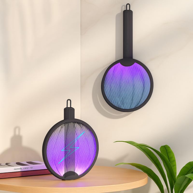 Green River Foldable Swivel Mosquito Racket | 2-in-1 Electric Mosquito Bat with UV Light Lamp | USB Rechargeable Fly Swatter Bug Zapper | Hangable Insect Killer with Long Lasting Battery (Dark Grey)