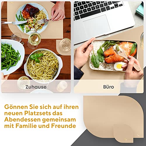 Blackwhite Store Tischsets Abwaschbar Wasserdicht PU Kunstleder Platzset Abwischbar Lederoptik Dunkelrot 4er-Set 2 Ecken… - Image 8