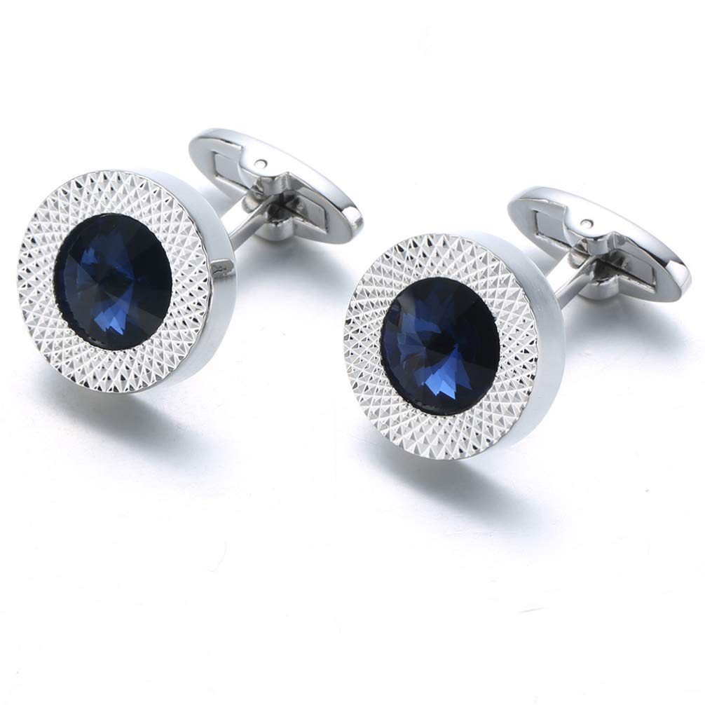 Cufflinks for Men Round Crystal Cufflinks for Men Wedding Business Elegant Gifts 2pcs