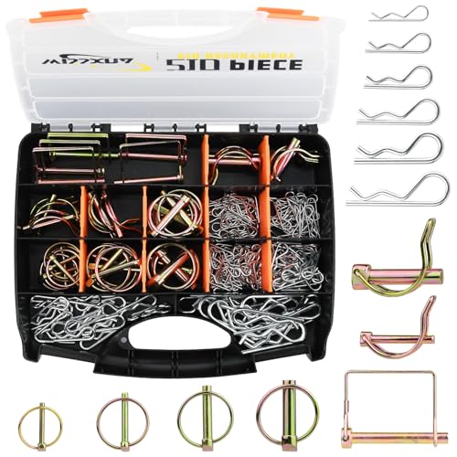 210PCS Heavy Duty PTO and Hitch Lynch Pins, Clip and Cast Iron Pull Ring &amp; Positioning Pin for Trucks, Tractors, Hand Carts, Towing Mowing,Lawn Mowers &amp; Trailers