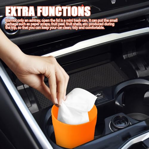 Image of Car Ashtray, Portable Mini Vehicle Cigarette Trash Can, Multifunctional Ashtray with Lid Smell Proof, Car Interior Accessories High Grade Detachable Smokeless Ashtray for Car Cup Holder