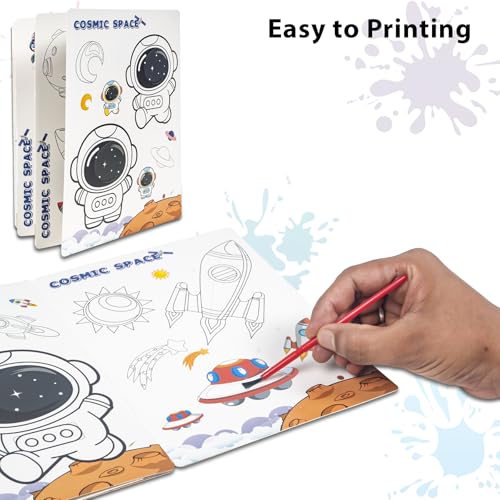 Image of WISHKEY 48 Painting Cards Book Stationery Kit for Kids Pack of 1 Coloring Sheets 6 Watercolors 1 Brush 2 Pencils 1 Ruler 1 Sharpener 1 Eraser Creative Return Gift for Birthday Boys Girls Age 3+