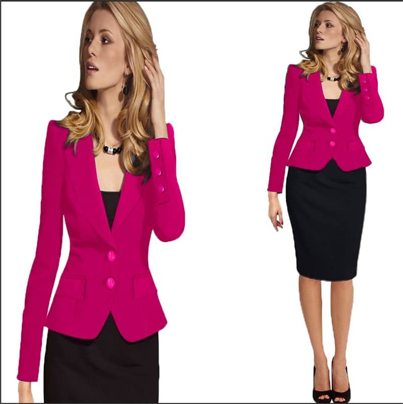 Andongnywell Women's Business Casual Pocket Work Office Blazer Slit Jacket Suit Plus Size Blazers Jacket Overcoats2