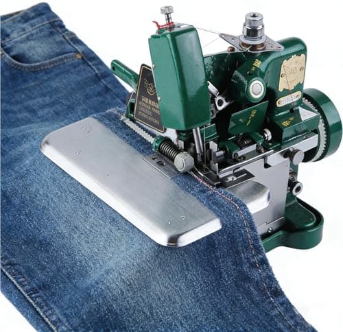 High-Speed Industrial Overlock Sewing Machine - 3000 SPM, Lightweight, 1-Step Hemming & Edge Trimming, Ideal for Mending, Fine Hemming, and Quilting - Stylish Blue Design