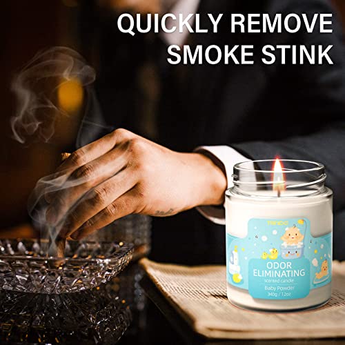 Trinida Baby Powder Odor Eliminating Candles For Home Scented 12Oz, Eliminates 99% Of Pet, Smoke, Food And Other Smells Quickly, Highly Fragranced Candle, Premium Soy Candles Gift Set For Women #TOP4