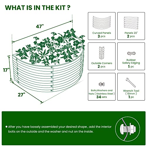 Olle Raised Garden Beds Kit 17" Tall Galvanized Raised Planter Box Outdoor For Vegetables Large Bottomless Metal Raised Bed For Growing Fruits 47”*27”, Ivory #TOP5