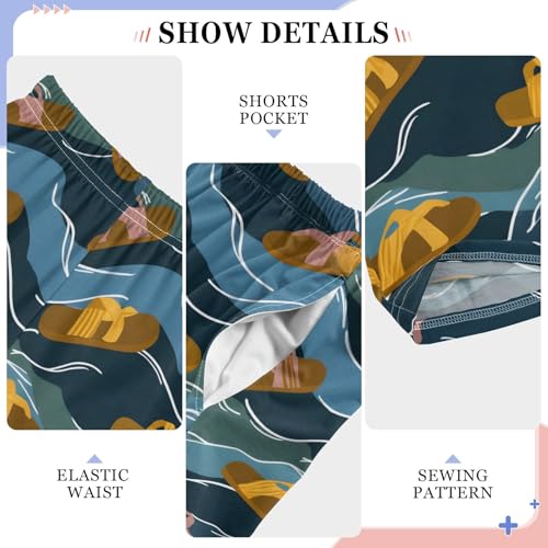 Pajama Pants Lounge Sleep PJ Bottoms Sleepwear Elastic Waist Drawstring S Sandals Wave4