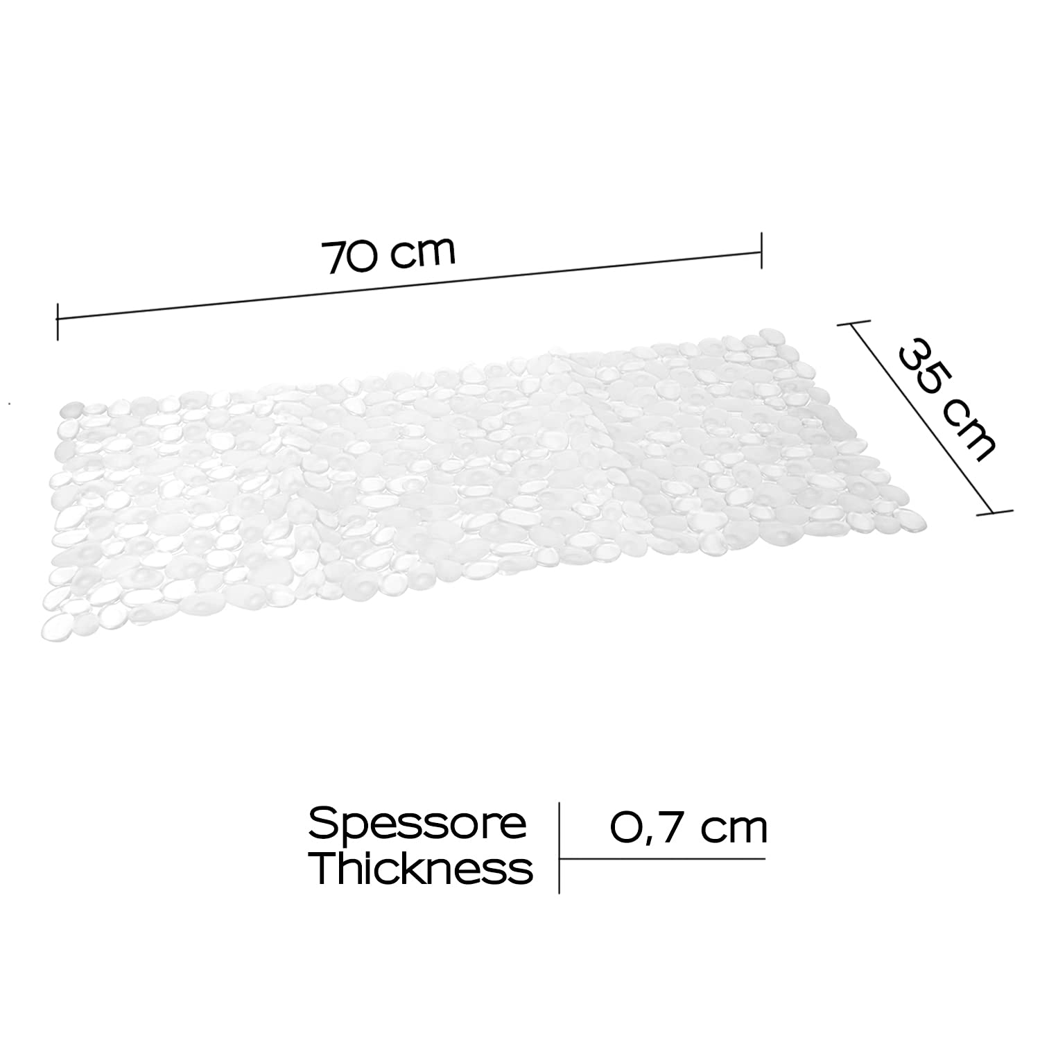 Gedy G-River Tapis de Bain antidérapant avec ventouses 35 x 70 résine transparent lavable en machine