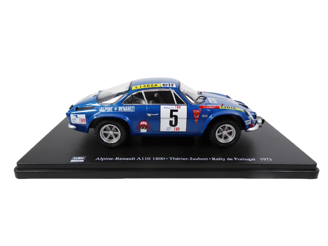 OPO 10 Voiture Miniature reproduite à l'échelle 1/24 Compatible pour Alpine Renault A110 1800 THERIER - Rally de Portugal 1973 - RVQ15