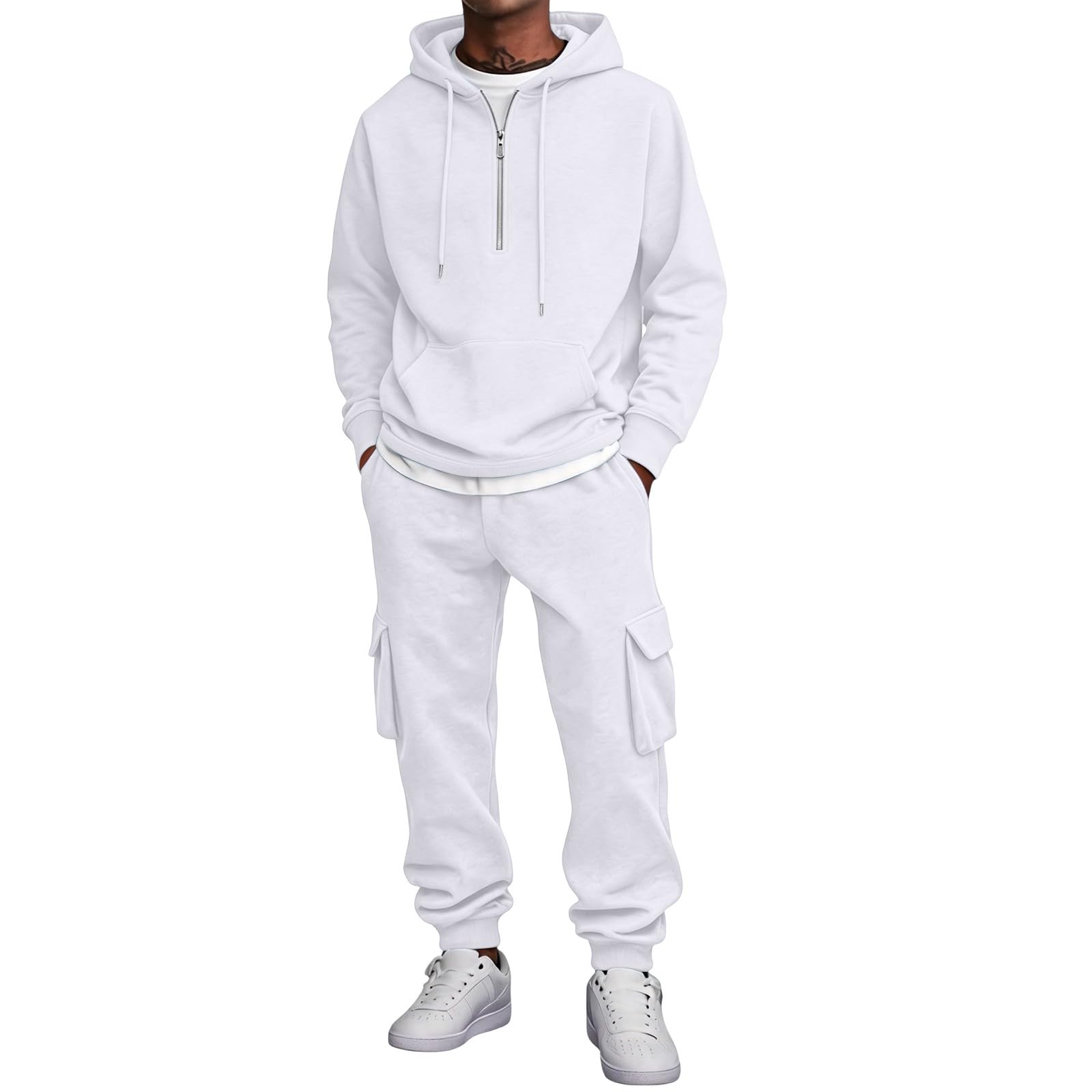 Conjunto de chándal para hombre Sudaderas 1/4 con capucha y pantalón