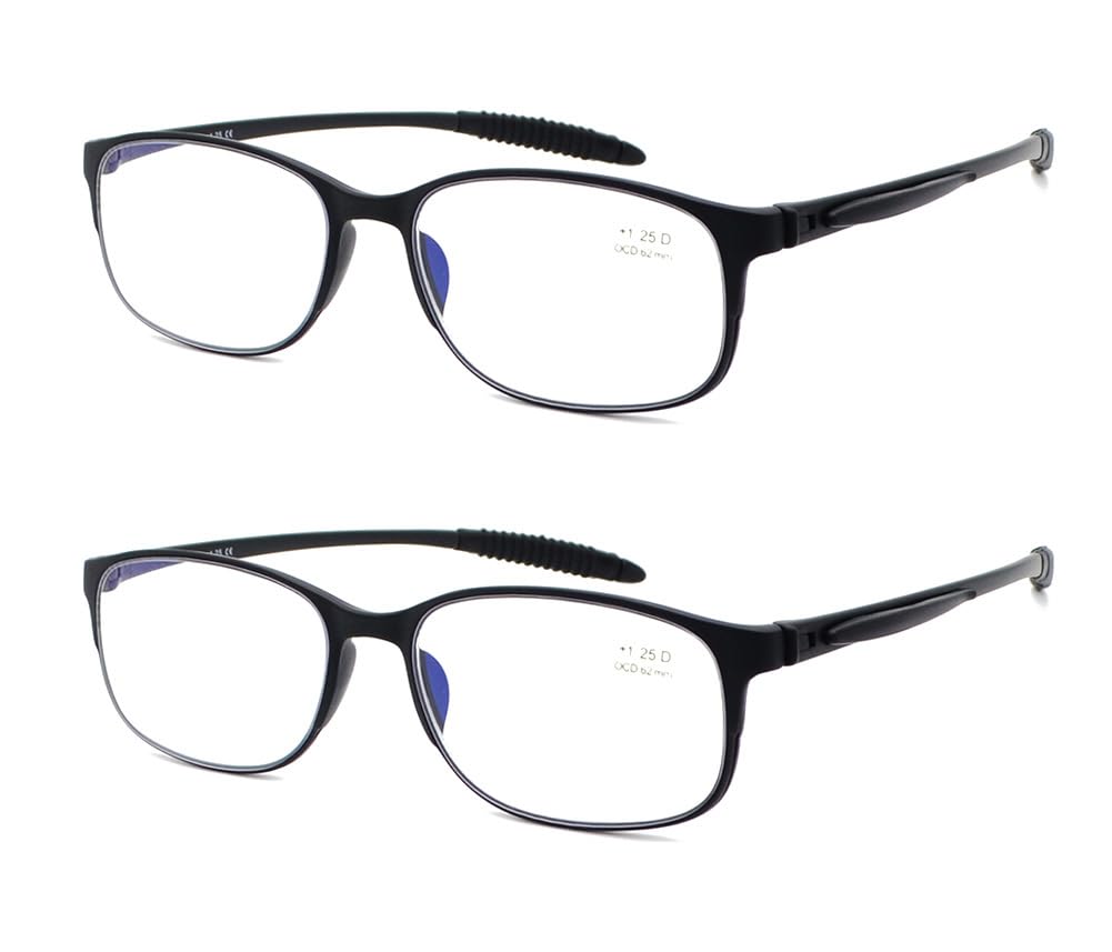 Mcoorn Gafas de Lectura Presbicia Ligeras Anti Luz Azul (Pack 2), Gafas de Presbicia con Flexibles Anti-reflejantes