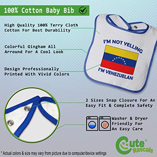 Custom Baby Bibs Burp Cloths I'm Not Yelling I Am Venezuelan Cotton Baby Items for Baby Girl & Boy White Royal Blue Design Only2
