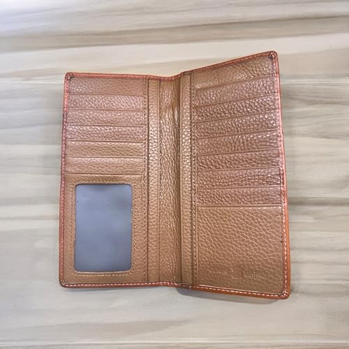 Men’s Long Leather Wallet – Embossed Cowboy Praying at Cross with Laser Cut Floral Design – Christian Rodeo Bifold Wallet for Ranchers, Cowboys & Faith-Based Gifts3