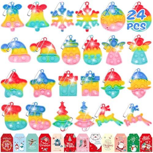 WONFELIE 24 Stück Weihnachts-Schlüsselanhänger Spielzeug, Pop...