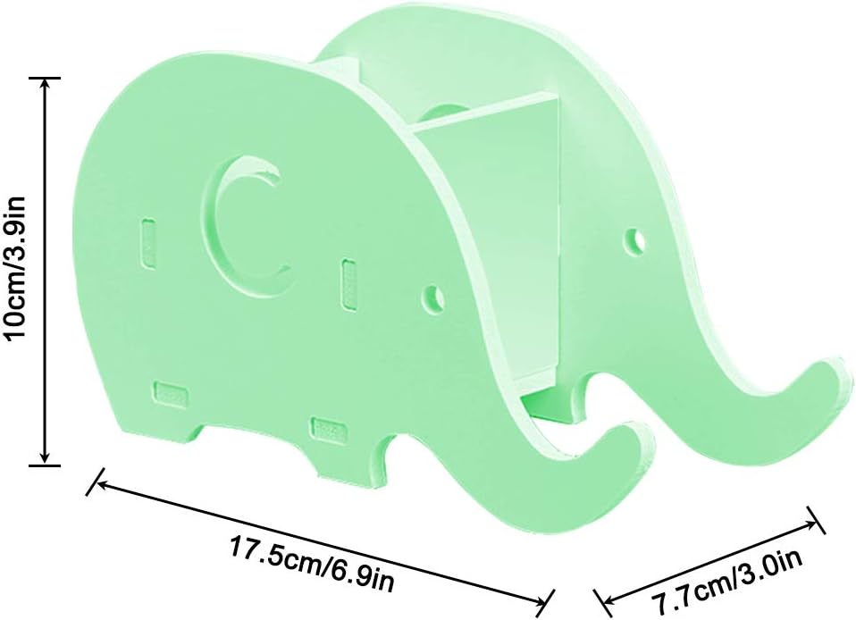 4 Pcs Elephant Shape Cell Phone Stand & Desk Pencil Pen Holder, AIFUDA Wood Stationery Multifunctional Organizer Decoration - Office Adults Kids - White, Blue, Green, Pink