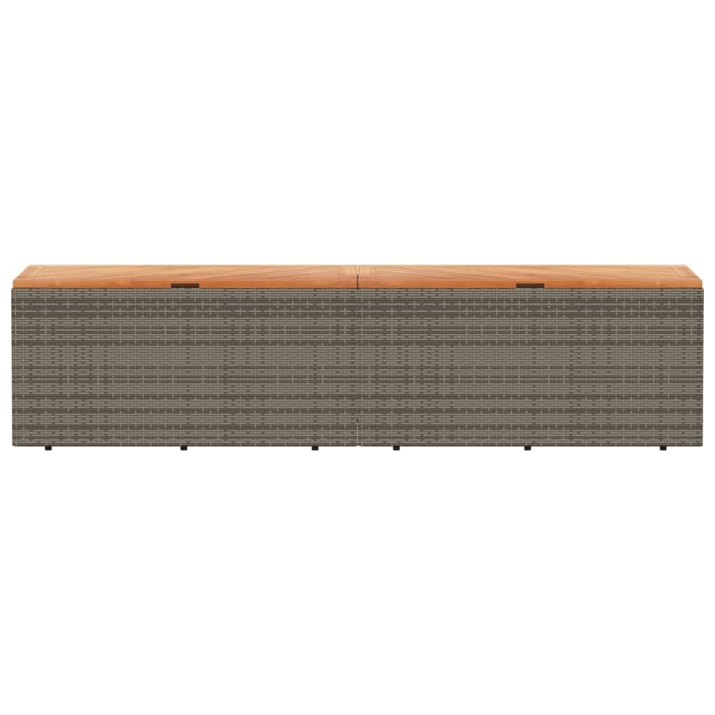 IKAYAA Baúl de Jardín, Arcón Exterior de Acacia Ratán, Caja de Almacenamiento con Bolsa Interior Resistente al Agua, Organizador Herramientas, Gris 220 x 50 x 54 cm