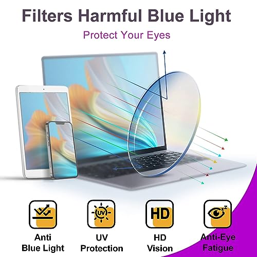 Image of VISOONE Square Blue Light Blocking Glasses TR90 Clear Lens for Women Men BONA